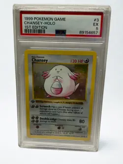 WOTC Pokemon TCG Chansey Shadowless Holo Base Set 3/102 PSA 5 1st Edition - Image 1