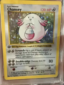 WOTC Pokemon TCG Chansey Shadowless Holo Base Set 3/102 PSA 5 1st Edition - Image 2
