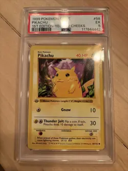 1999 Pokemon Game Pikachu #58 1ST Edition Shadowless - Yellow Cheeks PSA 5 - Image 1