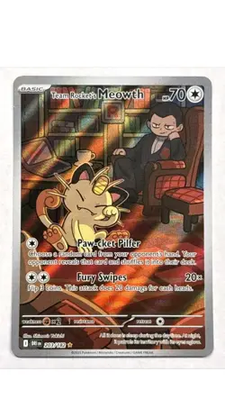 Pokemon TCG Destined Rivals Team Rocket's Meowth Illustration Rare 203/182 - Image 2