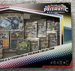 Pokemon Prismatic Evolutions Lucario ex & Tyranitar ex Premium Collection Box - Image 3