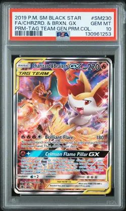 2019 POKEMON SM BLACK STAR PROMO #SM230 FULL ART/CHARIZARD & BRAIXEN GX PSA 10 - Image 1