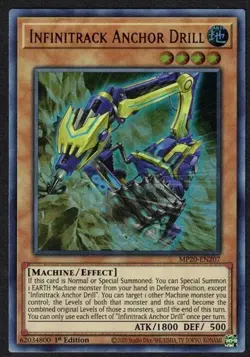 Yugioh Infinitrack Anchor Drill MP20-EN207 Ultra Rare 1st Ed - MP - Image 1