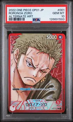PSA 10 - Roronoa Zoro - OP01 001 AA Leader - Japanese One Piece - Romance Dawn - Image 1