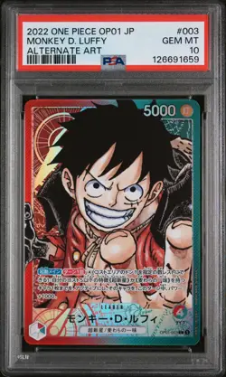 PSA 10 - Monkey D. Luffy - OP01 003 AA Leader - Japanese One Piece Romance Dawn - Image 1