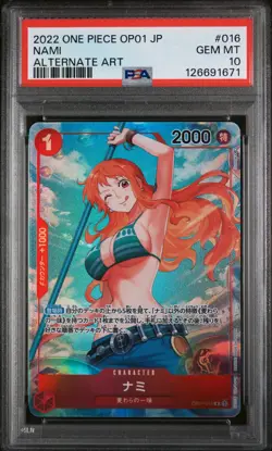PSA 10 - Nami - OP01 016 AA - Japanese - One Piece Card - Romance Dawn - Image 1