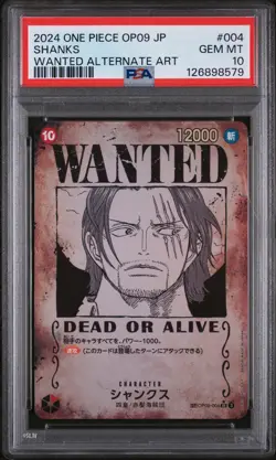 PSA 10 - Shanks - OP09 004 SP Wanted - Japanese - One Piece Card - Image 1