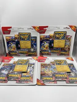 4x Pokemon Surging Sparks 3-Pack Blister Card - Image 1