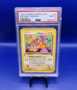 Birthday Pikachu 24 World Collection Promo Rare Pokemon Card 2000 TCG WOTC PSA 8 - Image 1