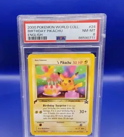 Birthday Pikachu 24 World Collection Promo Rare Pokemon Card 2000 TCG WOTC PSA 8 - Image 2