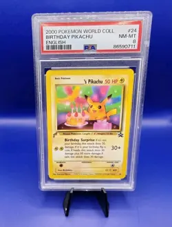 Birthday Pikachu 24 World Collection Promo Rare Pokemon Card 2000 TCG WOTC PSA 8 - Image 3