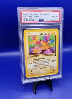 Birthday Pikachu 24 World Collection Promo Rare Pokemon Card 2000 TCG WOTC PSA 8 - Image 4