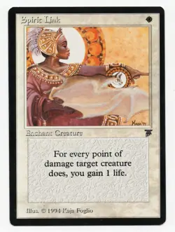 Spirit Link White Enchant Creature, Legends Regular, NM, 1994 Kaja Foglio - Image 1