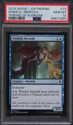 2019 Magic The Gathering Wishful Merfolk #73 PSA 10 MTG Throne of Eldraine T63 - Image 1