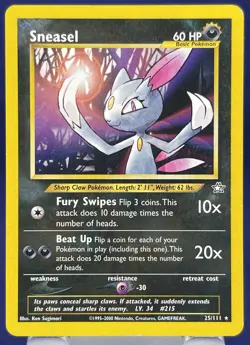 AS IS Pokemon Neo Genesis Unlimited SNEASEL NON-HOLO RARE Card 25/111 - Image 1