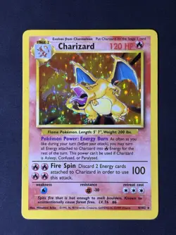 Pokemon TCG Charizard Base Set 4/102 Holo Unlimited Holo Rare MP - Image 1