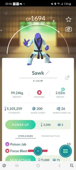 Pokemon Go Shiny Sawk - Image 1