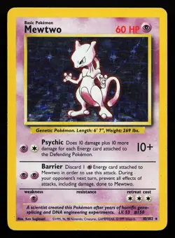 Mewtwo 10/102 Holo Rare Base Set Pokemon Card - Image 1