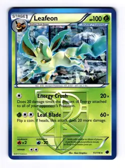 Leafeon (Team Plasma) Plasma Freeze #11 (2013) Rare Cracked Ice NM Pokemon - Image 1