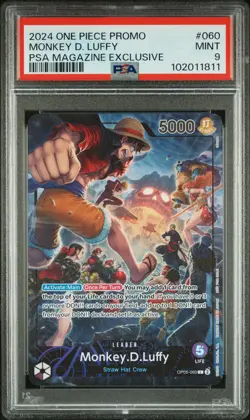 2024 One Piece Promos Monkey D. Luffy #060 PSA Magazine Exclusive PSA 9 MINT - Image 1