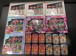 HUGE ONE PIECE LOT 3x Illustration Box Vol 1 3 4 12x Tin Set Luffy Nami Boa card - Image 1