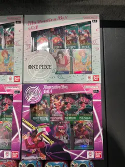 HUGE ONE PIECE LOT 3x Illustration Box Vol 1 3 4 12x Tin Set Luffy Nami Boa card - Image 4