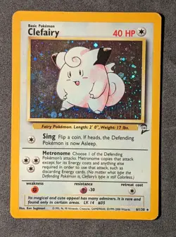 Clefairy - 6/130 - Pokemon Base Set 2 Holo Rare Card WOTC - MP - Image 1
