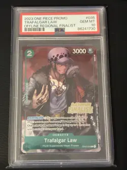 Trafalgar Law 035 PSA 10 2023 Offline Regional Finalist Promo One Piece Card - Image 1