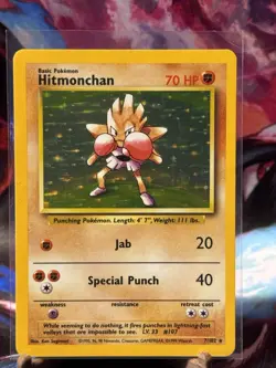 Hitmonchan 7/102 Holo Rare Base Set Unlimited Pokemon - Image 1