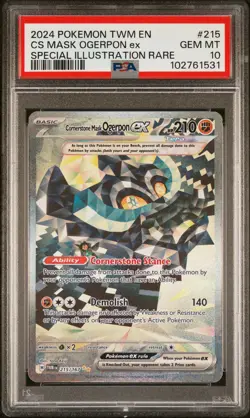 2024 POKEMON TWM EN-TWILIGHT MASQUERADE #215 CORNERSTONE MASK OGERPON EX PSA 10 - Image 1