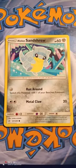 Pokemon Alolan Sandshrew Sun & Moon - Cosmic Eclipse 137/236 Regular Common-NM - Image 1