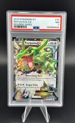 2015 POKEMON XY ROARING SKIES #75 RAYQUAZA EX PSA 7 - Image 1