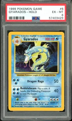 1999 Pokemon Base Set 6/102 Gyarados Holo PSA 6 - Image 1