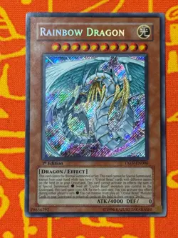 YUGIOH RAINBOW DRAGON SECRET RARE 1ST EDITION MODERATE PLAY TAEV-EN006 - Image 1