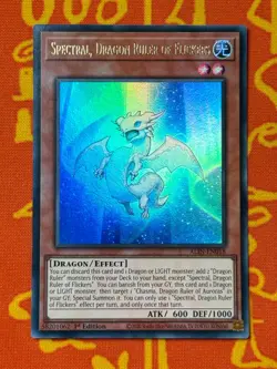 YUGIOH SPECTRAL, DRAGON RULER OF FLICKERS ULTRA RARE 1ST NM ALIN-EN018 - Image 1