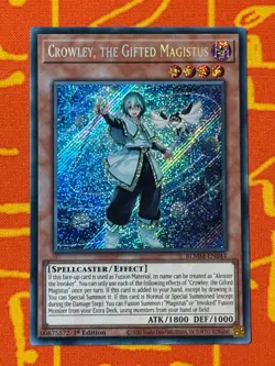 YUGIOH CROWLEY, THE GIFTED MAGISTUS SECRET RARE 1ST EDITION NM BLMM-EN044 - Image 1