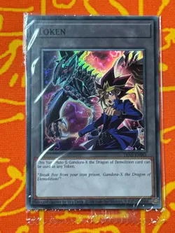 YUGIOH YUGI MUTO & GANDORA TOKEN SUPER RARE NM TKN5-EN001 SEALED - Image 1