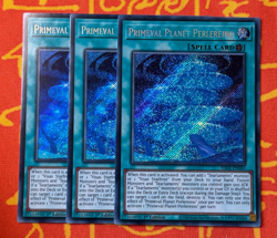 YUGIOH PRIMEVAL PLANET PERLEREINO SECRET RARE NM RA02-EN069 x3 PLAYSET - Image 1