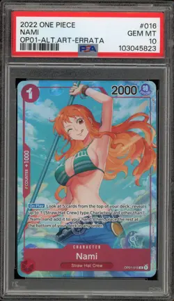 One Piece CCG Nami Alternate Art ERRATA OP01-016 PSA 10 Gem Mint - Image 1
