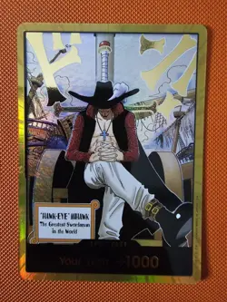 DON!! Card Gold Frame Mihawk OP14 ONE PIECE NM English The azure sea’s seven - Image 1