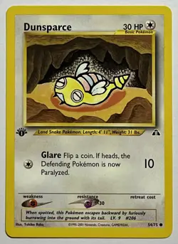 Dunsparce 54/75 (MP) 1st Edition Common Neo Discovery 2002 WOTC Pokemon Card - Image 1