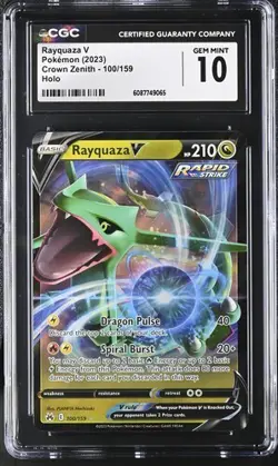 ✨✨ CGC 10 Rayquaza V 100/159 Pokemon Crown Zenith Pokemon Card - Image 1