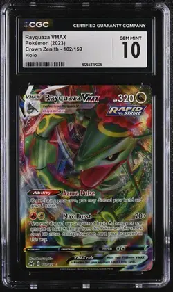 🐲🐲 CGC 10 Rayquaza VMAX 102/159 Crown Zenith Pokemon Card - Image 1