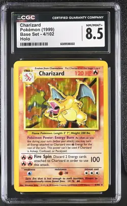 CGC 8.5 Charizard 1999 Base Set 4/102 Holo Pokemon Card - Image 1