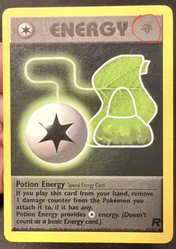 Potion Energy GREY STAMP SMUDGE ERROR 82/82 1st Edition Team Rocket Pokemon Card - Image 1