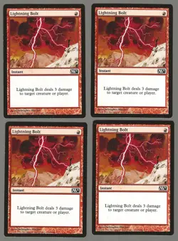 MTG Lightning Bolt (M11) Regular (x4, 4x, playset, play set) Lightly Played - Image 1