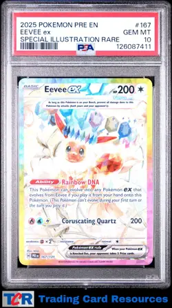 2025 Pokemon Prismatic Evolutions #167/131 Eevee ex Holo PSA 10 GEM MT - Image 1
