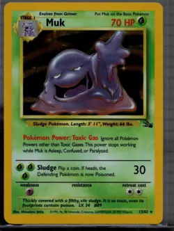 Muk - 13/62 - Pokemon Fossil Unlimited Holo Rare Card WOTC NM - Image 1