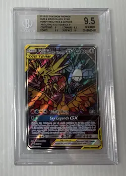 2019 Pokemon Hidden Fates ETB Moltres Zapdos & Articuno GX Promo SM210 BGS 9.5 - Image 1