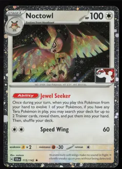 Pokemon Noctowl 115/142 Prize Pack Series Cards Cosmo Holo Pack Fresh - NM - Image 1